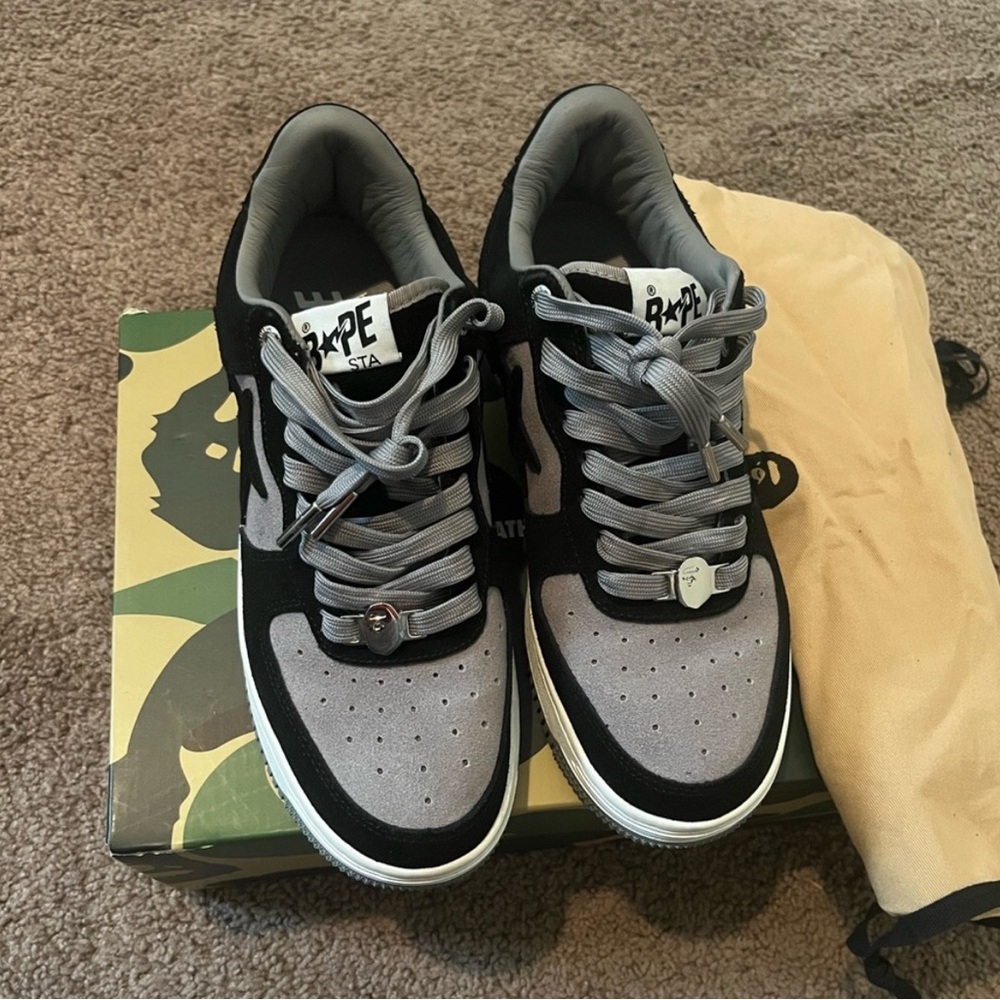 Bape Men's Dual-Tone Black and Gray Sneakers